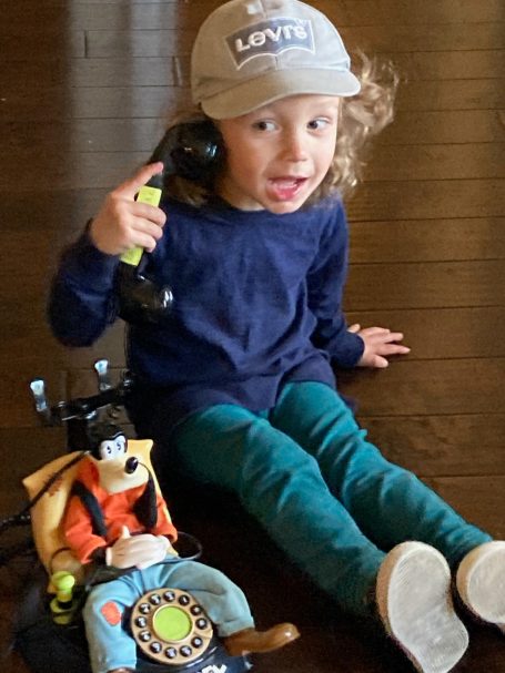 Paxton on toy phone
